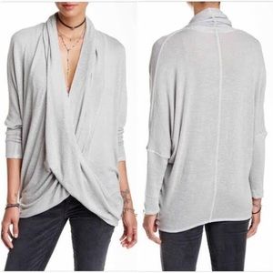 Free people drapey crossover grey dolman sweater